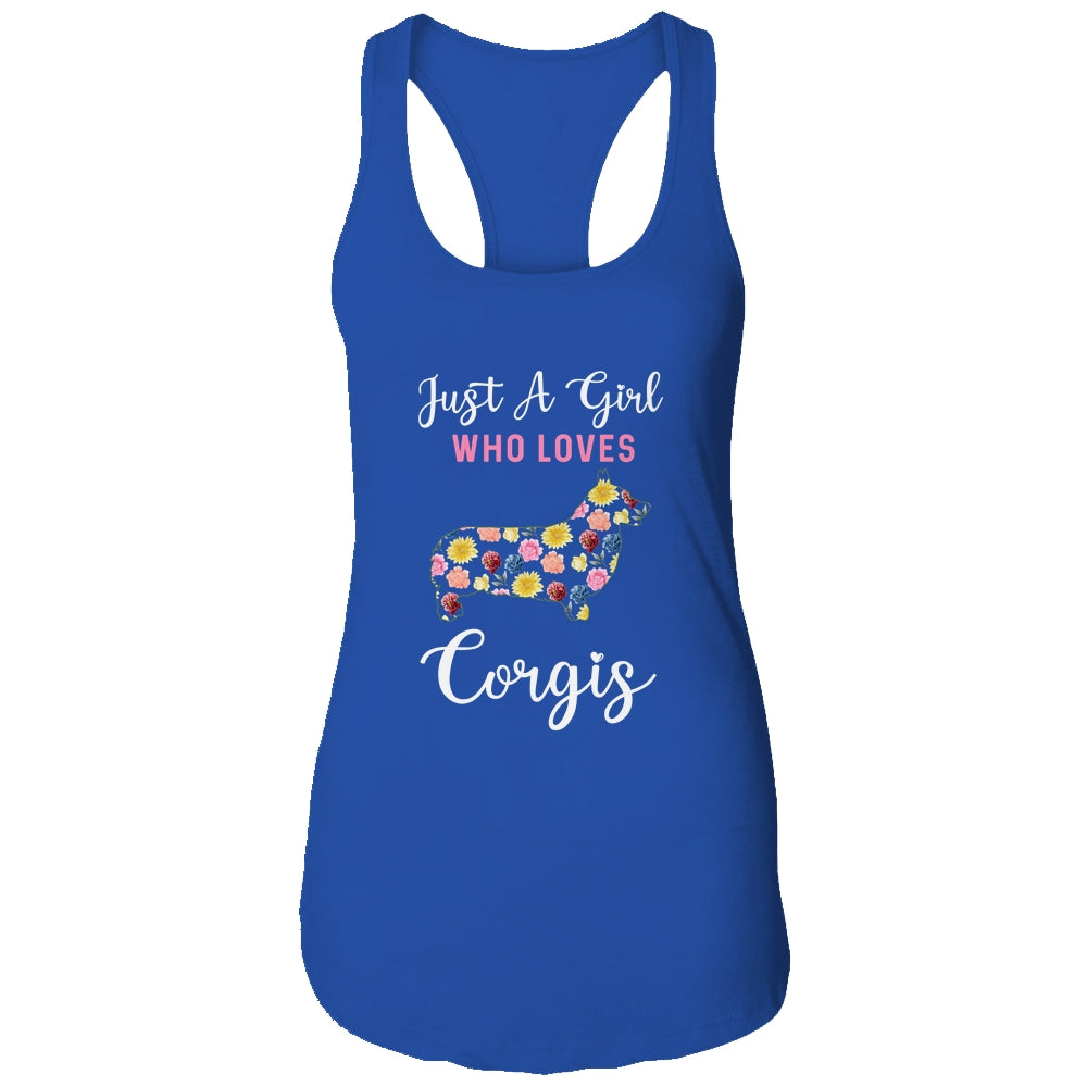 Just A Girl Who Loves Corgi Botanical Flower T-Shirt & Tank Top | Teecentury.com