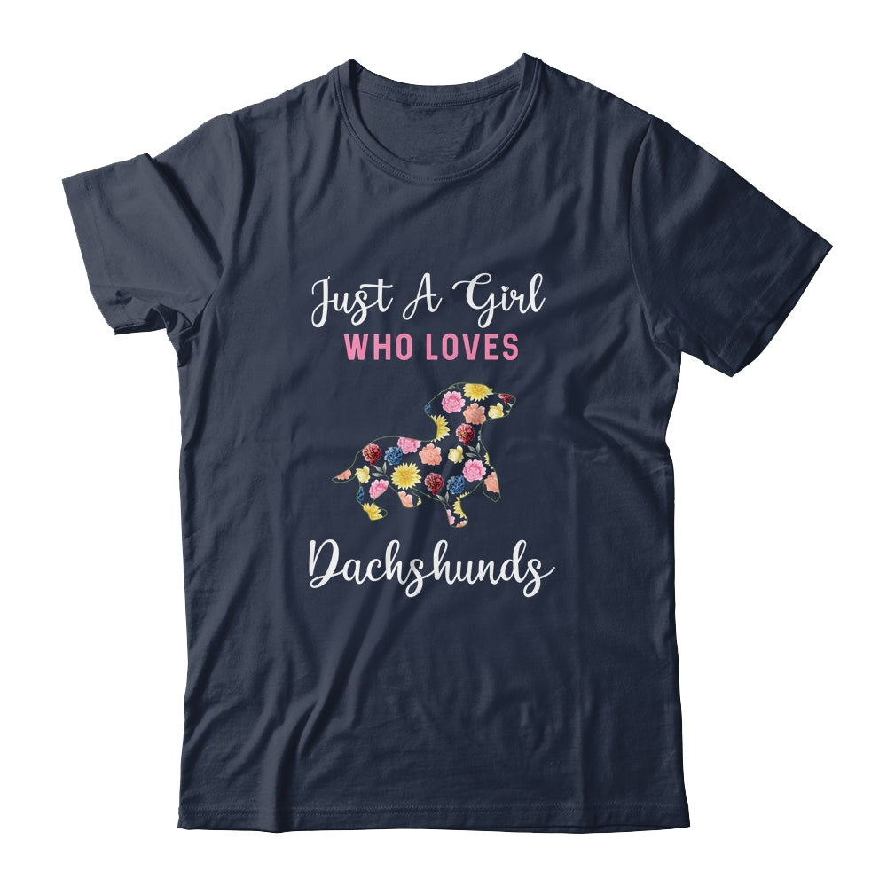 Just A Girl Who Loves Dachshund Botanical Flower T-Shirt & Tank Top | Teecentury.com