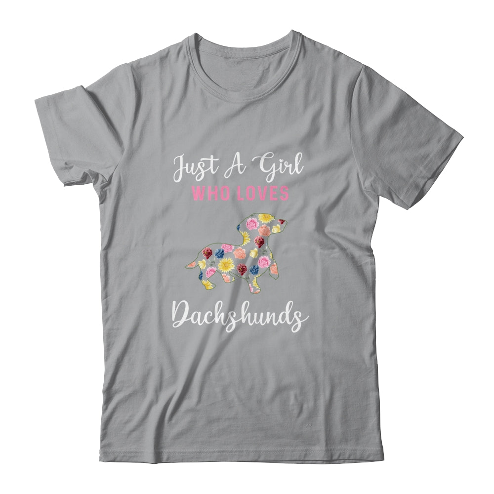 Just A Girl Who Loves Dachshund Botanical Flower T-Shirt & Tank Top | Teecentury.com