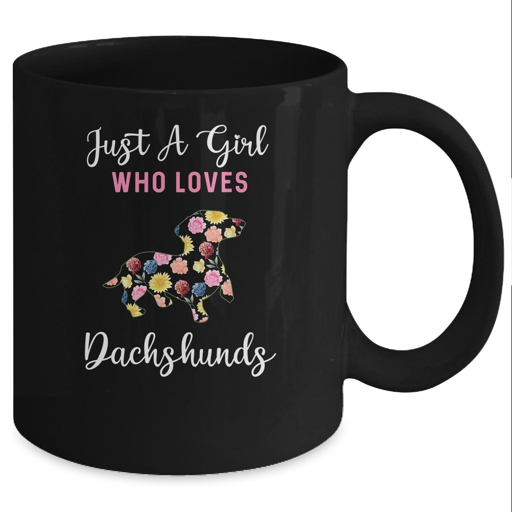 Just A Girl Who Loves Dachshund Botanical Flower Mug Coffee Mug | Teecentury.com