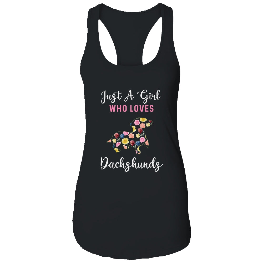 Just A Girl Who Loves Dachshund Botanical Flower T-Shirt & Tank Top | Teecentury.com
