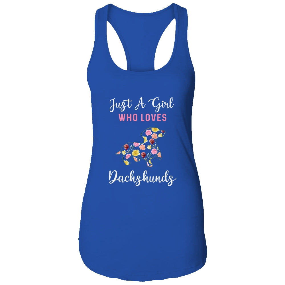 Just A Girl Who Loves Dachshund Botanical Flower T-Shirt & Tank Top | Teecentury.com