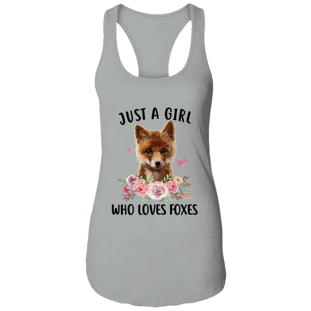 Just A Girl Who Loves Foxes Cute Fox Lover Funny T-Shirt & Tank Top | Teecentury.com