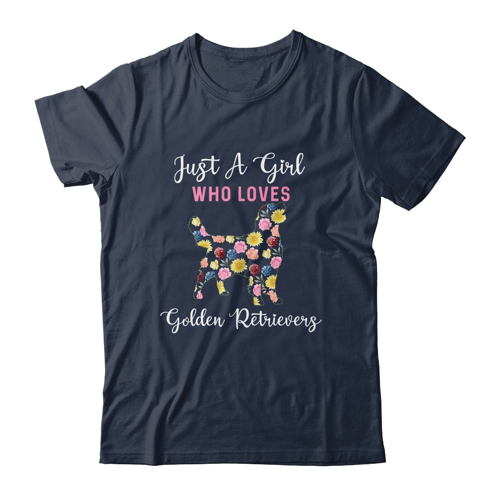 Just A Girl Who Loves Golden Retriever Botanical Flower T-Shirt & Tank Top | Teecentury.com