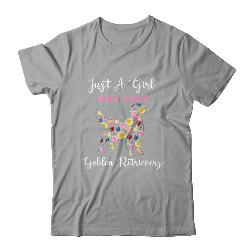 Just A Girl Who Loves Golden Retriever Botanical Flower T-Shirt & Tank Top | Teecentury.com