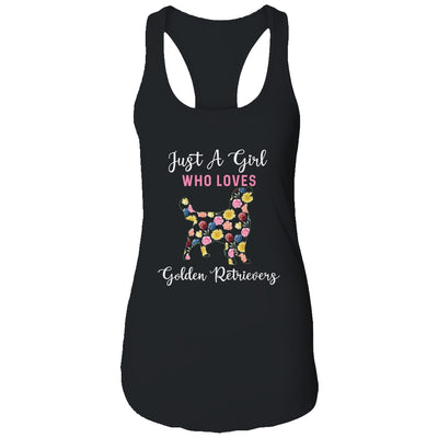 Just A Girl Who Loves Golden Retriever Botanical Flower T-Shirt & Tank Top | Teecentury.com