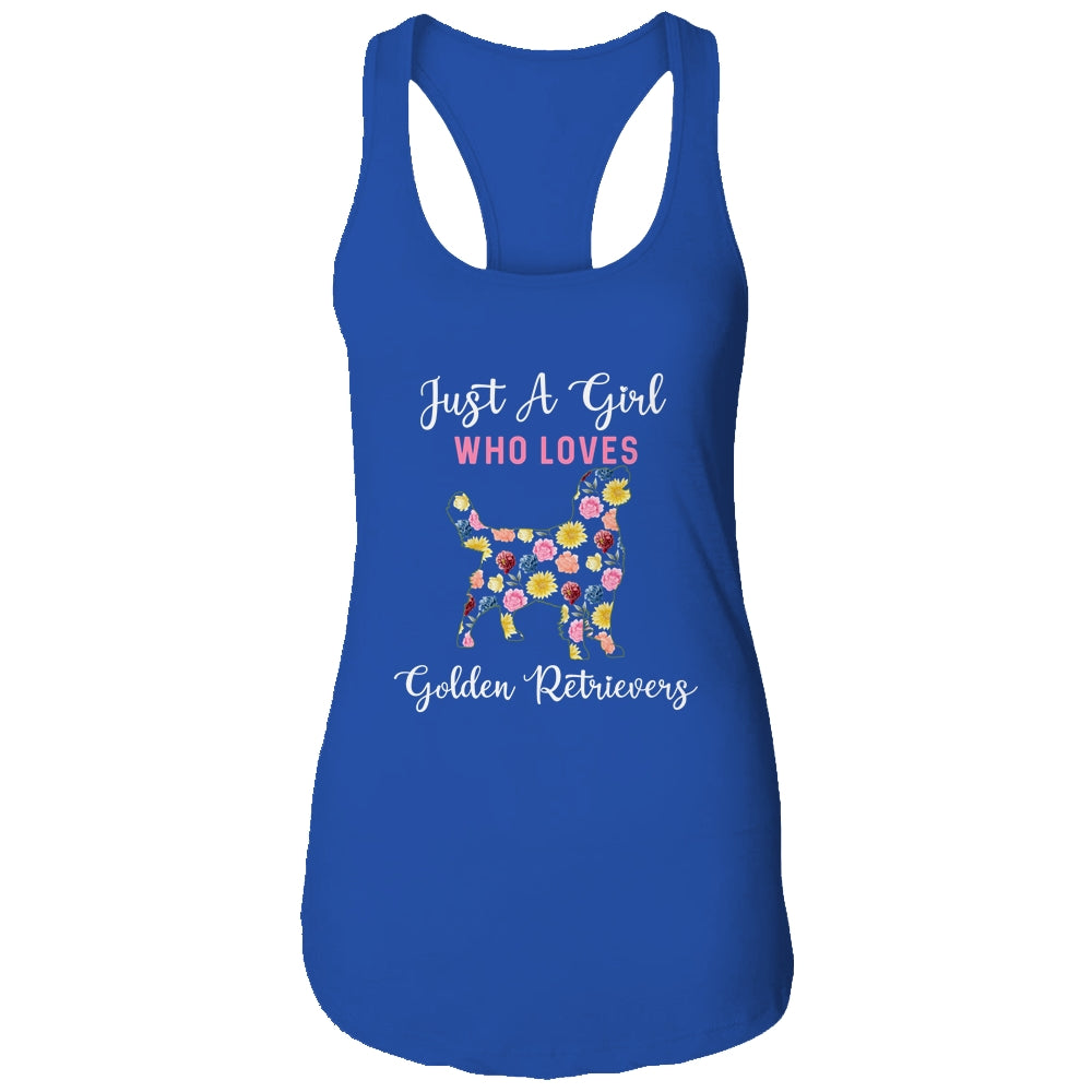 Just A Girl Who Loves Golden Retriever Botanical Flower T-Shirt & Tank Top | Teecentury.com