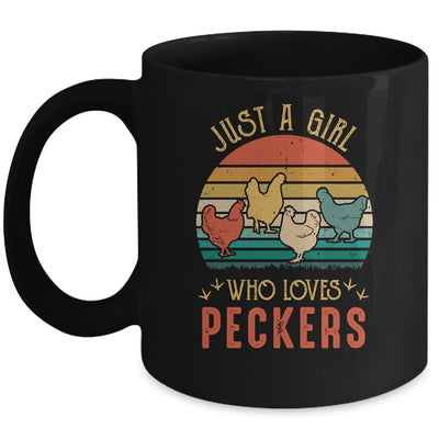 Just A Girl Who Loves Peckers Funny Chicken Farmer Vintage Mug Coffee Mug | Teecentury.com