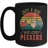 Just A Girl Who Loves Peckers Funny Chicken Farmer Vintage Mug Coffee Mug | Teecentury.com