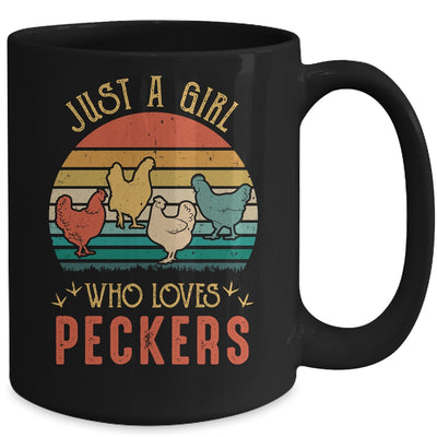 Just A Girl Who Loves Peckers Funny Chicken Farmer Vintage Mug Coffee Mug | Teecentury.com