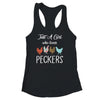 Just A Girl Who Loves Peckers Funny Chicken Farmer T-Shirt & Tank Top | Teecentury.com