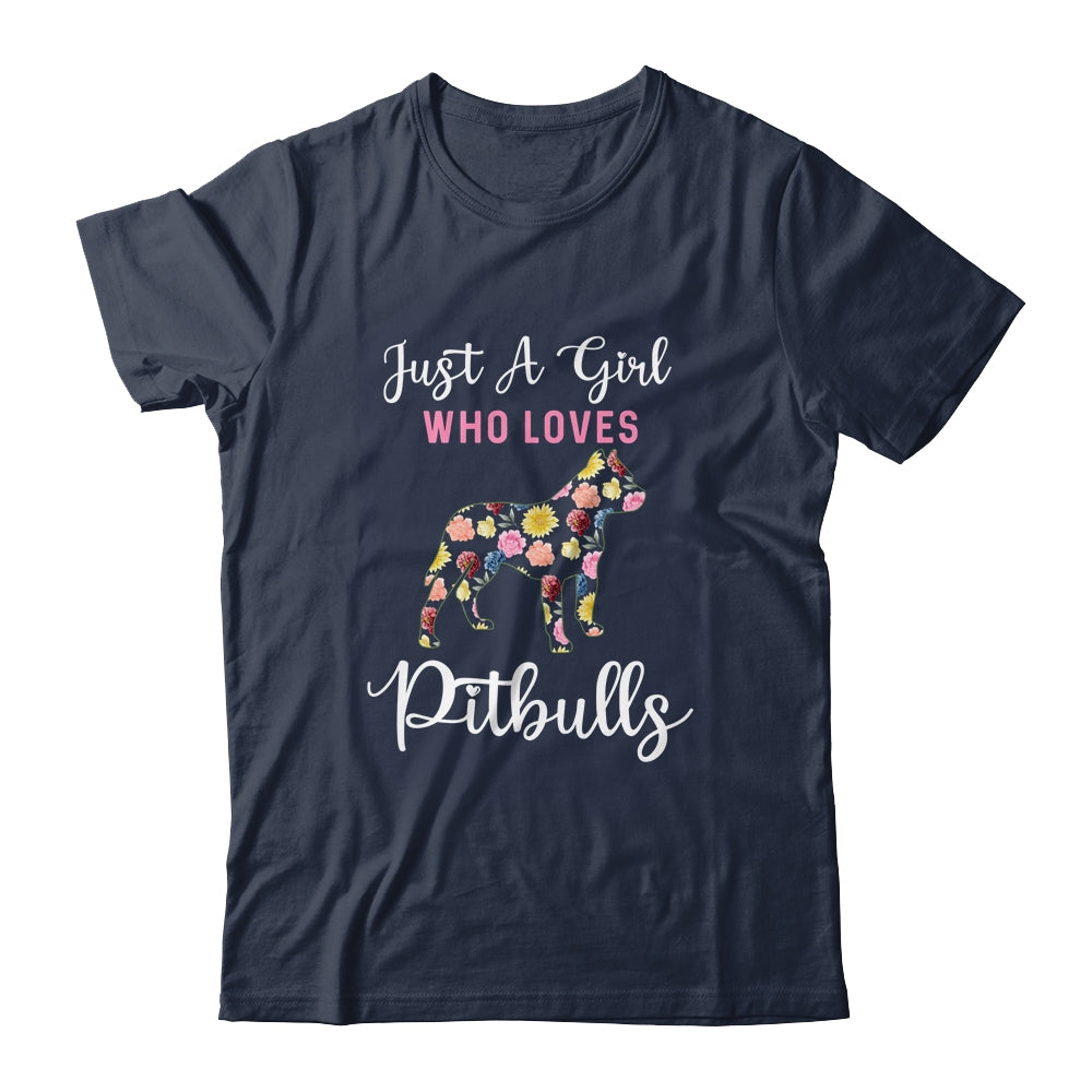 Just A Girl Who Loves Pitbulls Botanical Flower T-Shirt & Tank Top | Teecentury.com