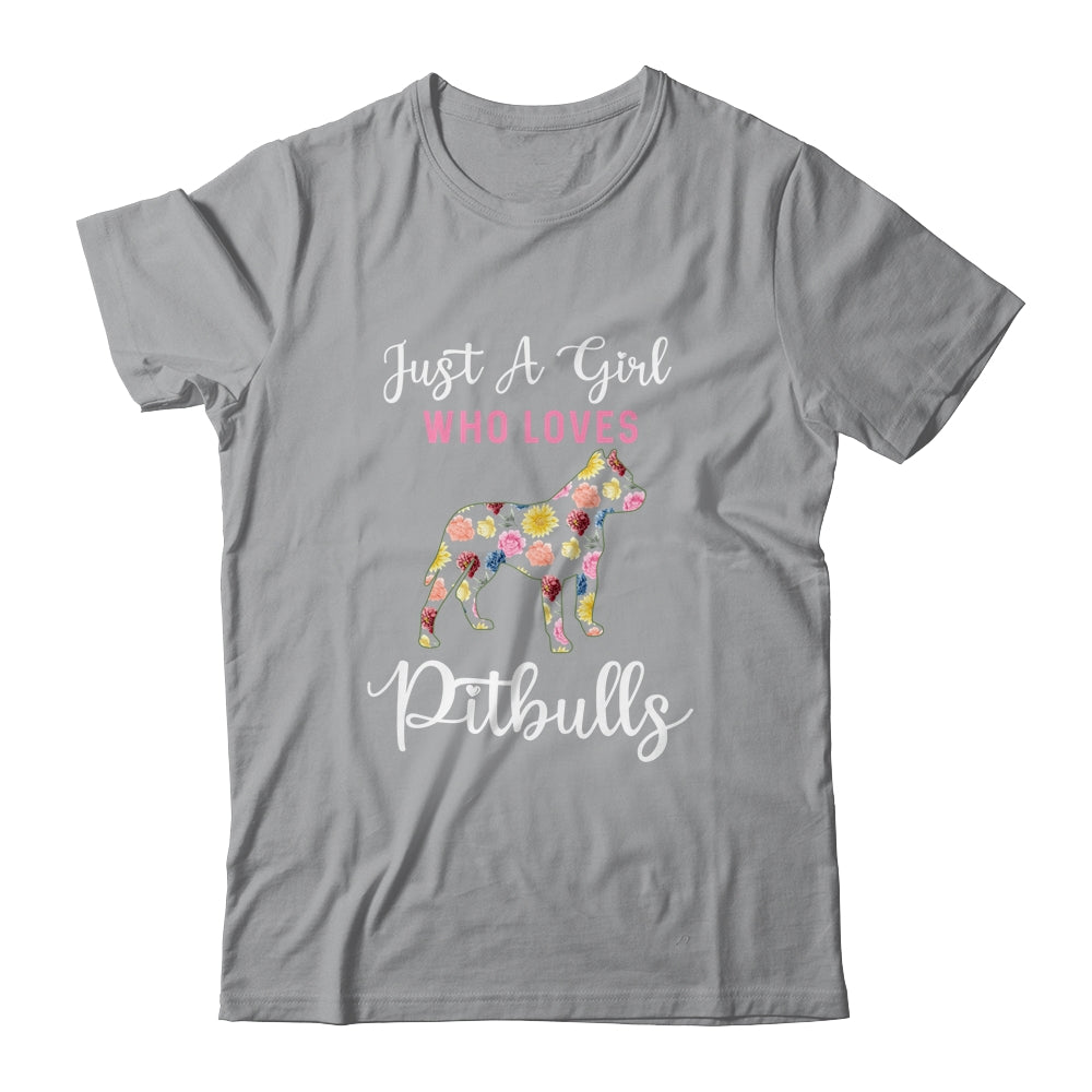 Just A Girl Who Loves Pitbulls Botanical Flower T-Shirt & Tank Top | Teecentury.com