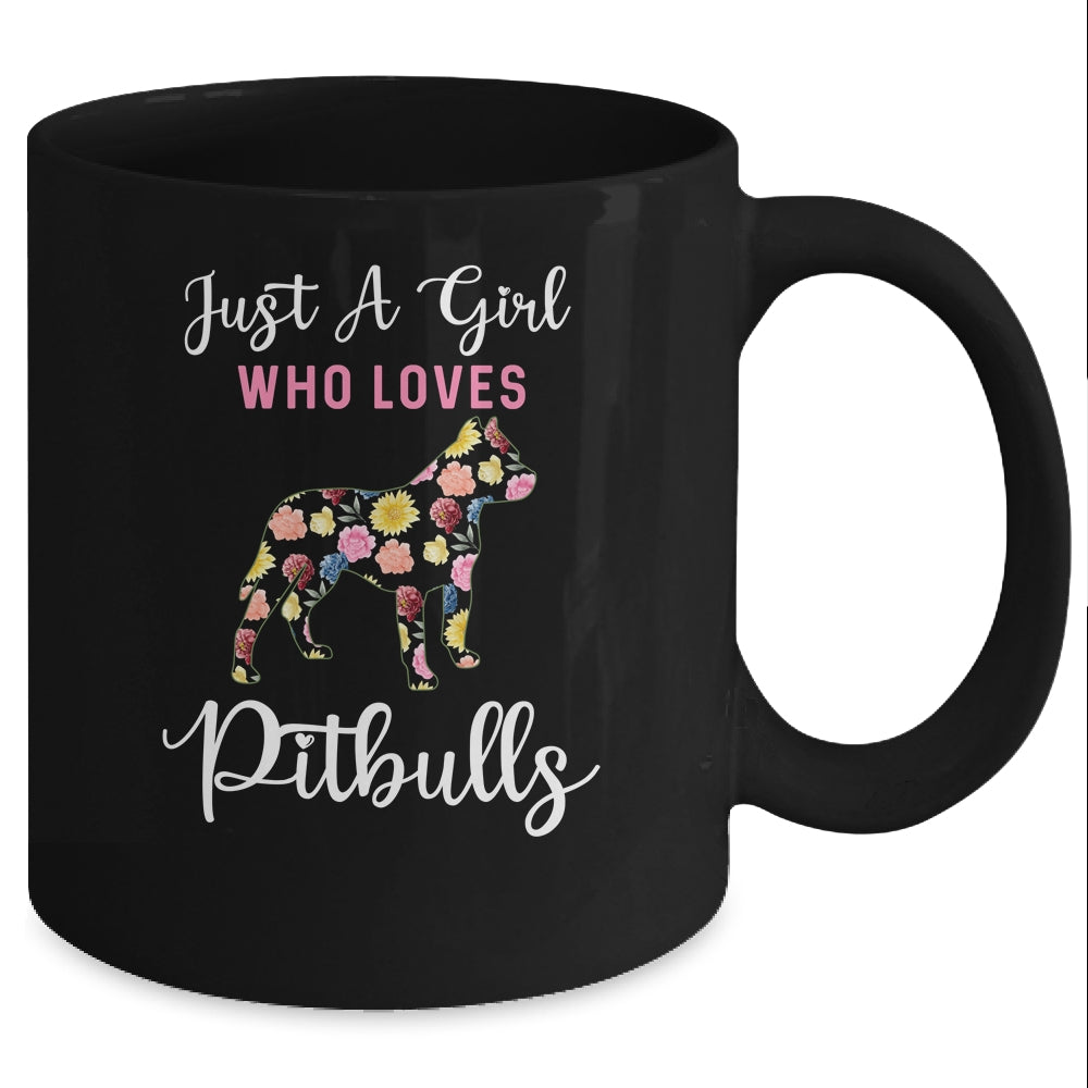 Just A Girl Who Loves Pitbulls Botanical Flower Mug Coffee Mug | Teecentury.com