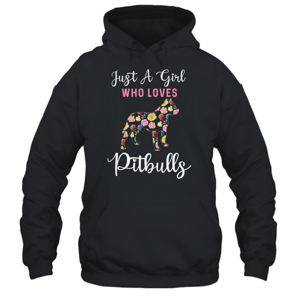 Just A Girl Who Loves Pitbulls Botanical Flower T-Shirt & Tank Top | Teecentury.com