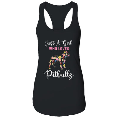Just A Girl Who Loves Pitbulls Botanical Flower T-Shirt & Tank Top | Teecentury.com