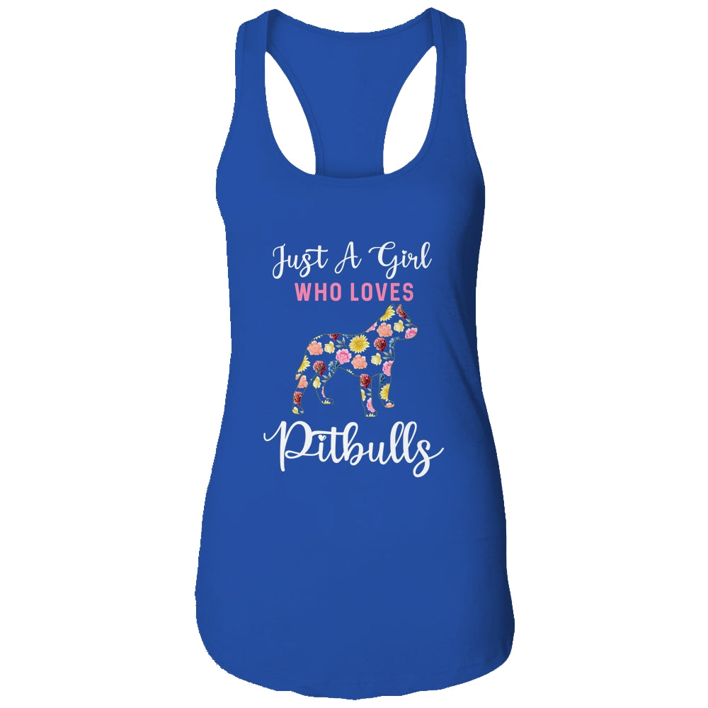 Just A Girl Who Loves Pitbulls Botanical Flower T-Shirt & Tank Top | Teecentury.com