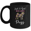 Just A Girl Who Loves Pug Botanical Flower Mug Coffee Mug | Teecentury.com