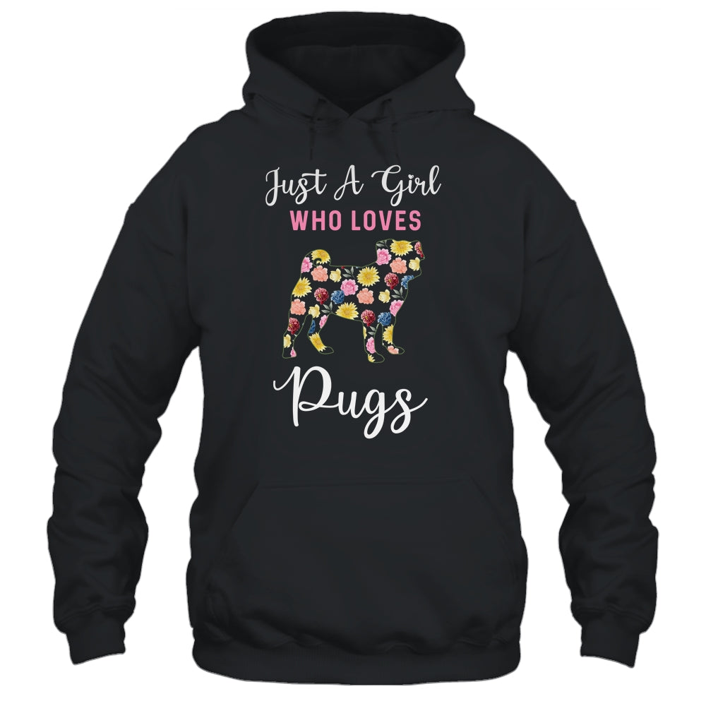 Just A Girl Who Loves Pug Botanical Flower T-Shirt & Tank Top | Teecentury.com