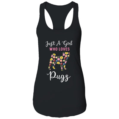 Just A Girl Who Loves Pug Botanical Flower T-Shirt & Tank Top | Teecentury.com