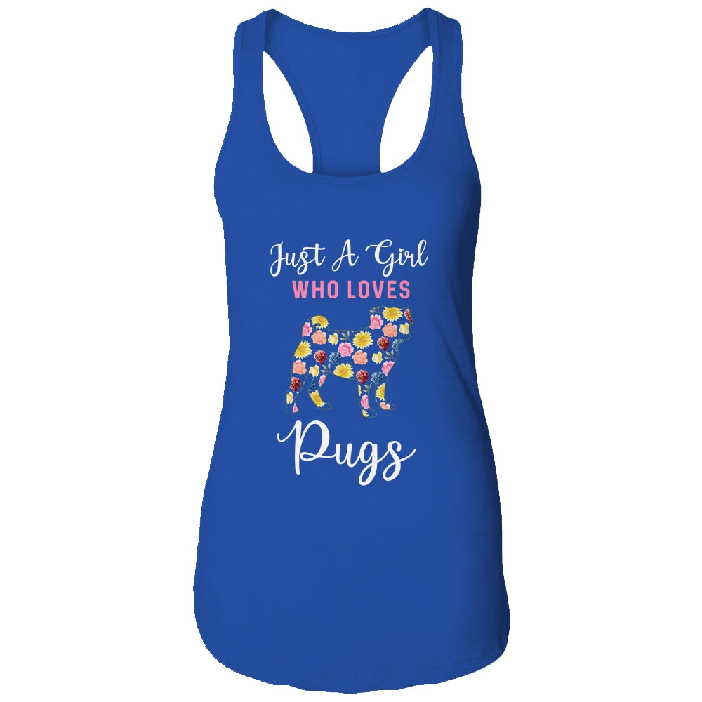 Just A Girl Who Loves Pug Botanical Flower T-Shirt & Tank Top | Teecentury.com