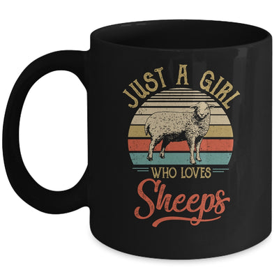 Just A Girl Who Loves Sheeps Cute Vintage Sheeps Girl Mug Coffee Mug | Teecentury.com