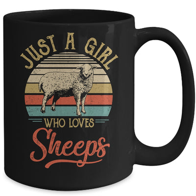 Just A Girl Who Loves Sheeps Cute Vintage Sheeps Girl Mug Coffee Mug | Teecentury.com