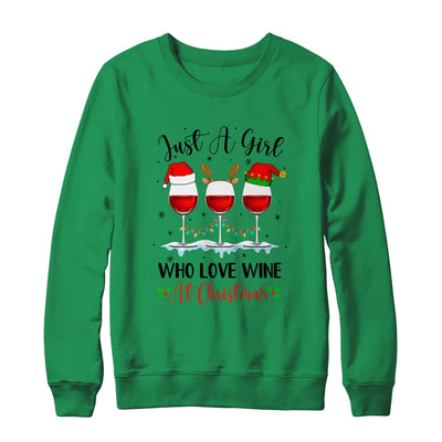 Just A Girl Who Loves Wine At Christmas Drinking Lover T-Shirt & Sweatshirt | Teecentury.com