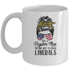 Just A Regular Mom Trying Not To Raise Liberals Hair Leopard Mug Coffee Mug | Teecentury.com