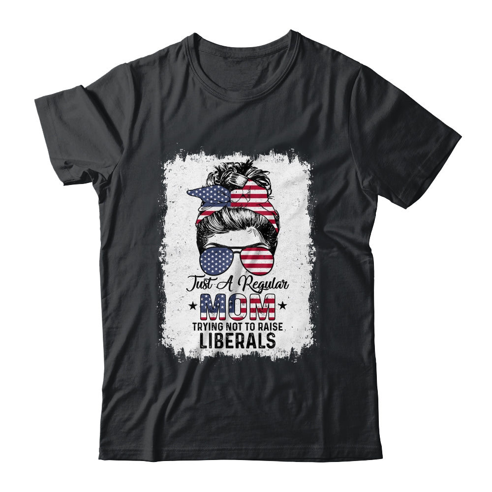 Just A Regular Mom Trying Not To Raise Liberals US Flag T-Shirt & Tank Top | Teecentury.com