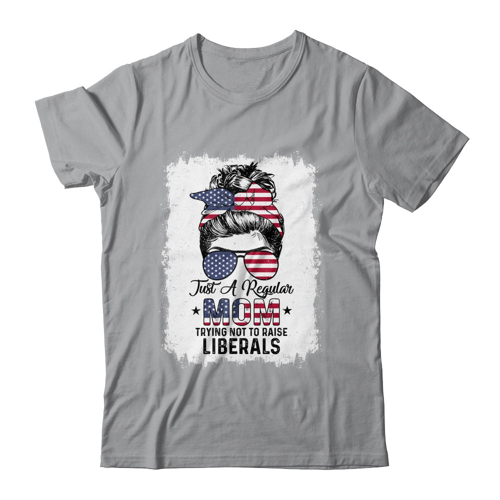 Just A Regular Mom Trying Not To Raise Liberals US Flag T-Shirt & Tank Top | Teecentury.com
