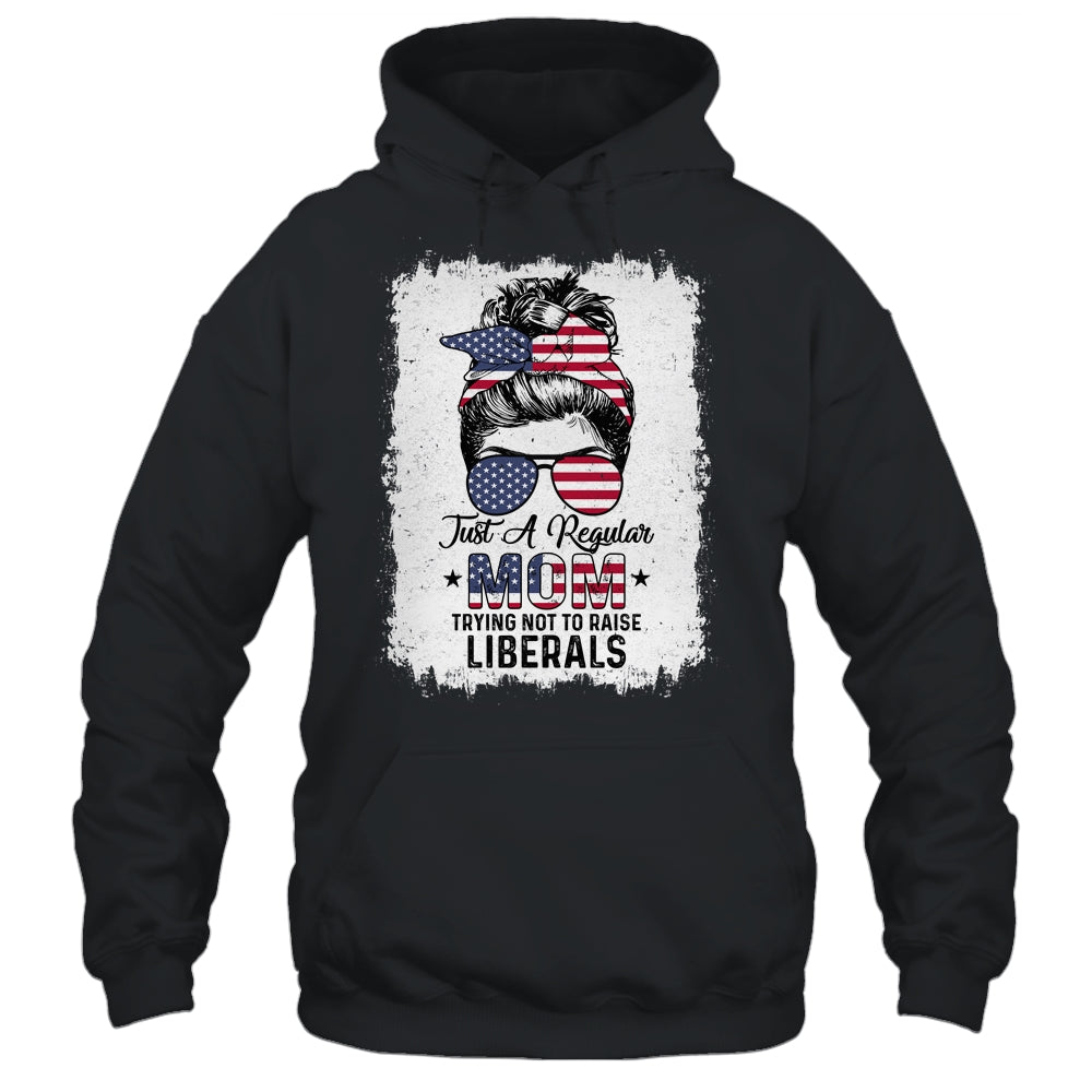 Just A Regular Mom Trying Not To Raise Liberals US Flag T-Shirt & Tank Top | Teecentury.com