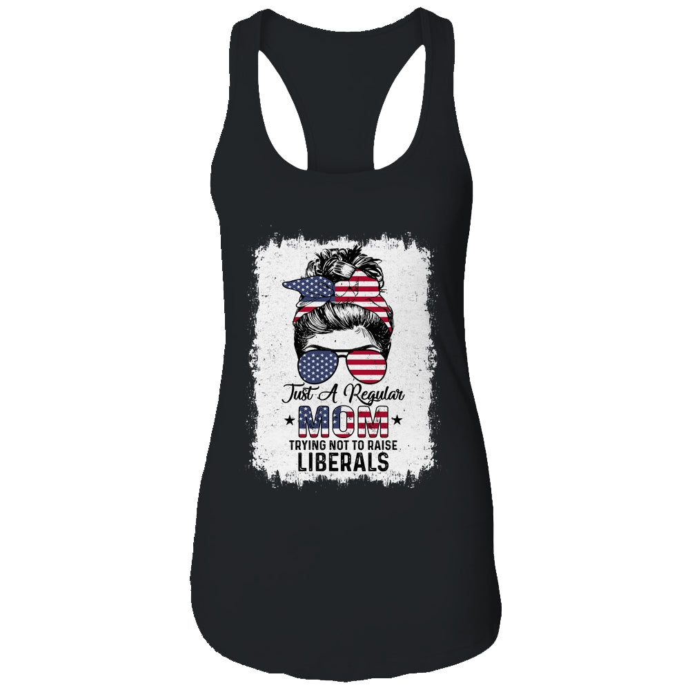 Just A Regular Mom Trying Not To Raise Liberals US Flag T-Shirt & Tank Top | Teecentury.com