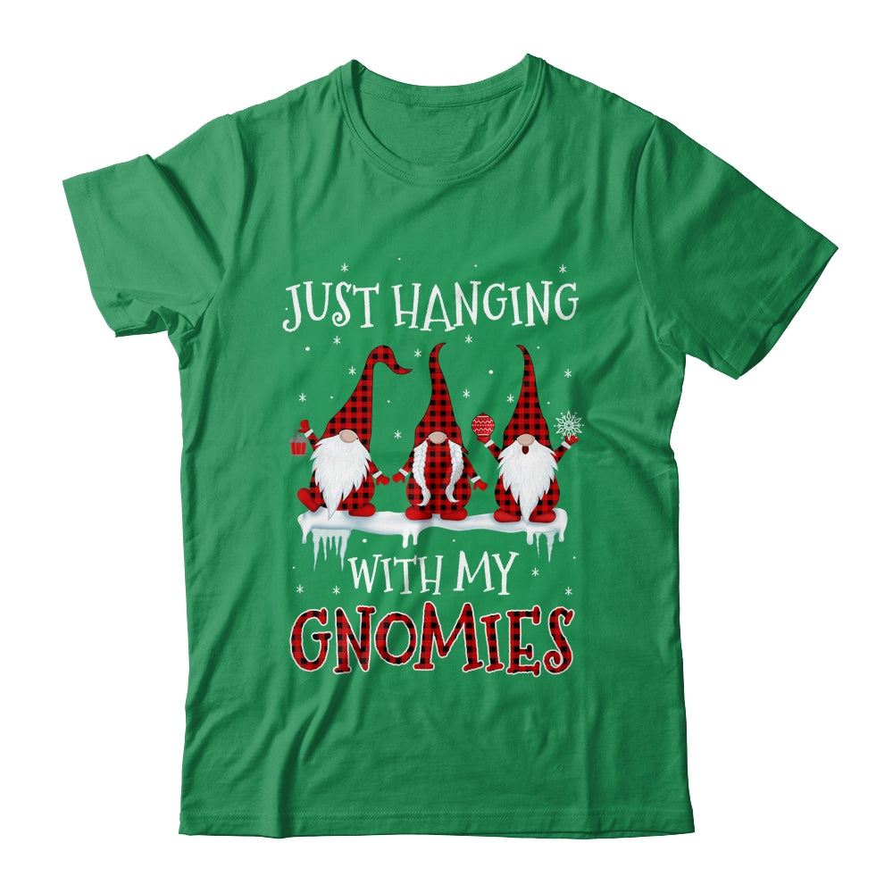 Just Hanging With My Gnomies Buffalo Plaid Funny Christmas T-Shirt & Sweatshirt | Teecentury.com
