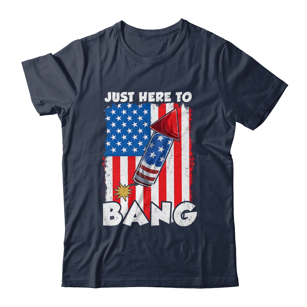 Just here To Bang 4th Of July American Flag Fourth Of July Shirt & Tank Top | teecentury