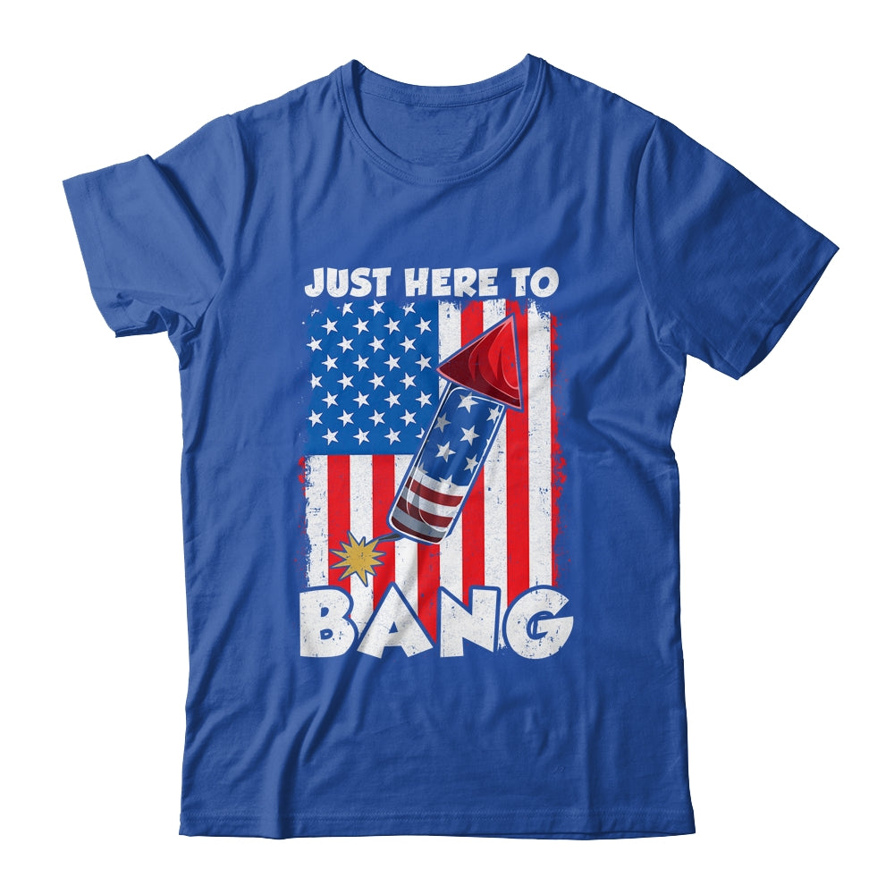 Just here To Bang 4th Of July American Flag Fourth Of July Shirt & Tank Top | teecentury