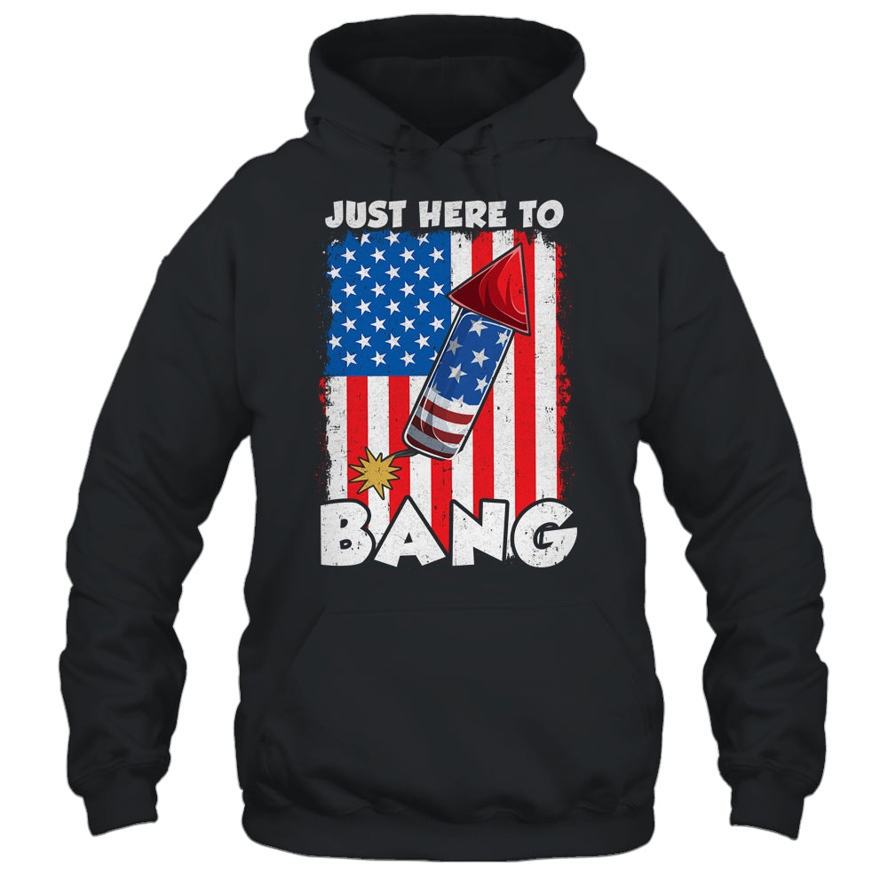 Just here To Bang 4th Of July American Flag Fourth Of July Shirt & Tank Top | teecentury