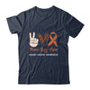 Kidney Cancer Awareness Peace Love Cure Leopard T-Shirt & Hoodie | Teecentury.com