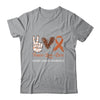 Kidney Cancer Awareness Peace Love Cure Leopard T-Shirt & Hoodie | Teecentury.com