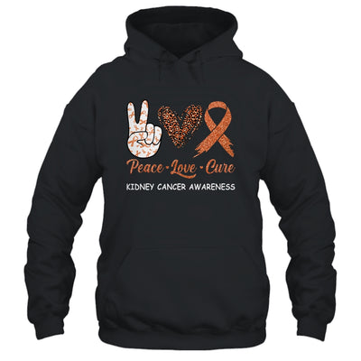 Kidney Cancer Awareness Peace Love Cure Leopard T-Shirt & Hoodie | Teecentury.com