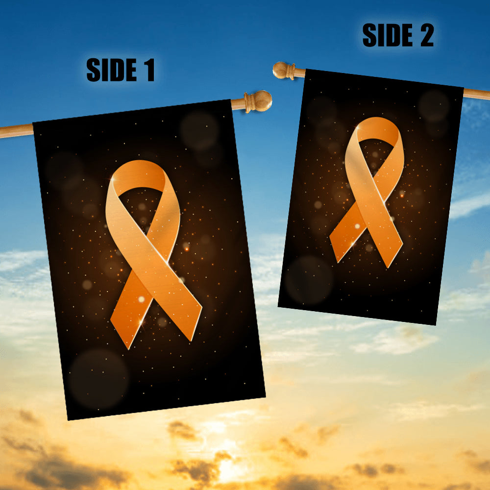 Kidney Cancer Leukemia Multiple Sclerosis Awareness Flag Orange Ribbon Flag | Teecentury.com