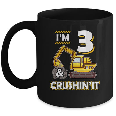 Kids 3 Year Old Vehicles Construction Excavator Birthday 3th Mug Coffee Mug | Teecentury.com