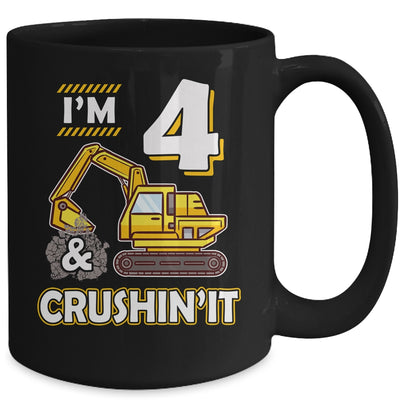 Kids 4 Year Old Vehicles Construction Excavator Birthday 4th Mug Coffee Mug | Teecentury.com