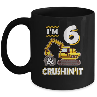 Kids 6 Year Old Vehicles Construction Excavator Birthday 6th Mug Coffee Mug | Teecentury.com