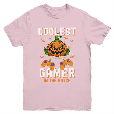 Kids Halloween Coolest Gamer In The Patch Boys Girls Pumpkin Youth Shirt | teecentury