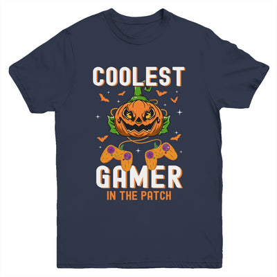 Kids Halloween Coolest Gamer In The Patch Boys Girls Pumpkin Youth Shirt | teecentury