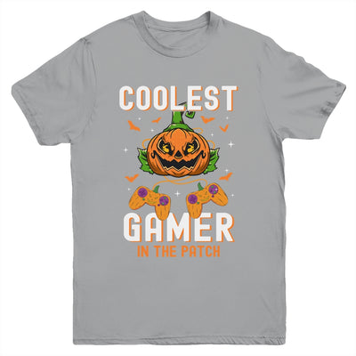 Kids Halloween Coolest Gamer In The Patch Boys Girls Pumpkin Youth Shirt | teecentury