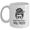 Kinda Busy Being A Pig Mom Messy Hair In Bun Mug Coffee Mug | Teecentury.com