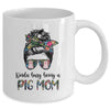 Kinda Busy Being A Pig Mom Messy Hair In Bun Mug Coffee Mug | Teecentury.com