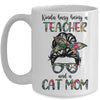 Kinda Busy Being A Teacher And A Cat Mom Mug Coffee Mug | Teecentury.com